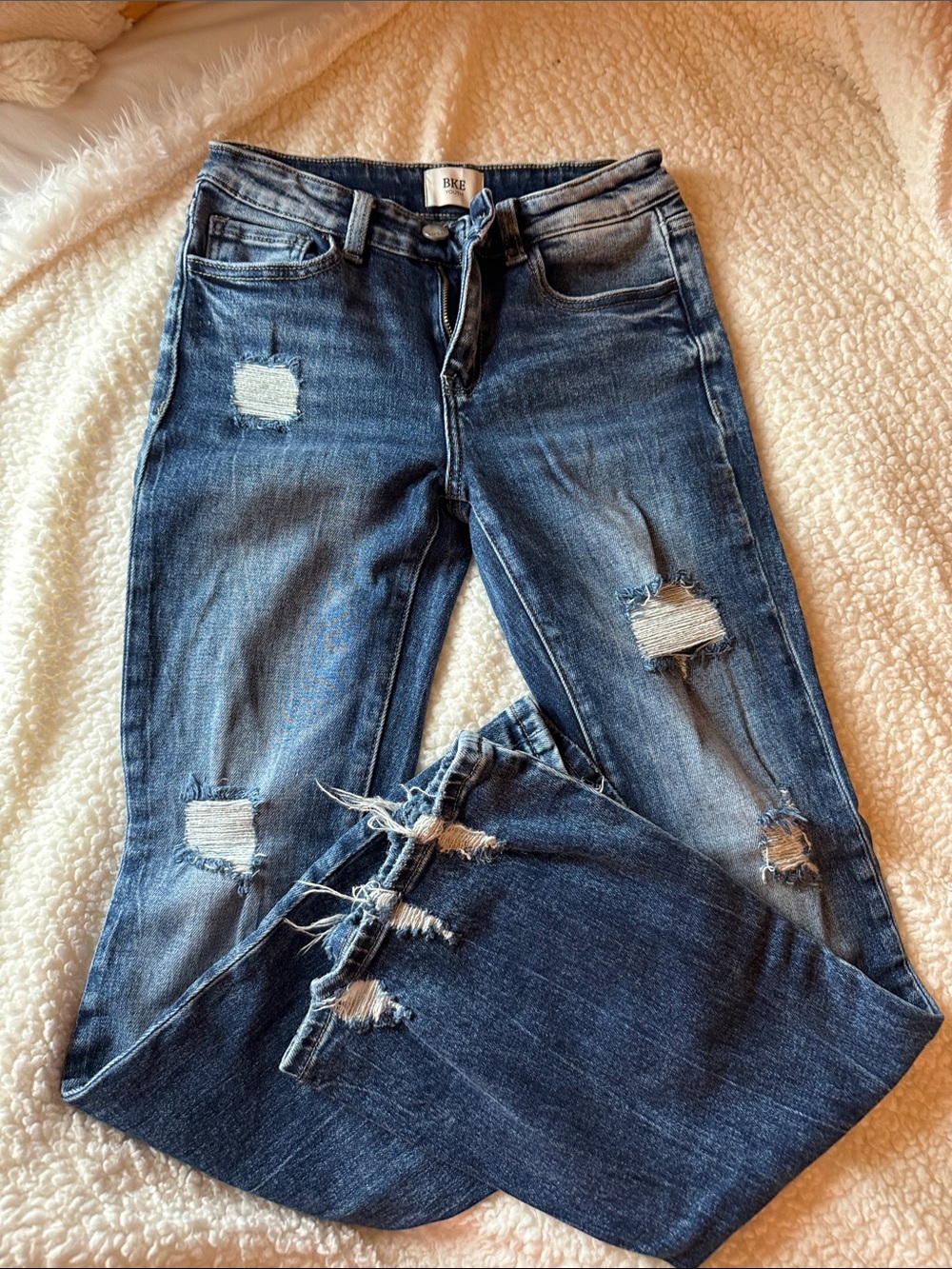BKE youth distressed flare jeans